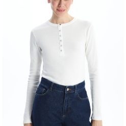 Bluza slim fit cu fenta cu capsa-FEMEI/IMBRACAMINTE/Bluze-IMBRACAMINTE/Bluze
