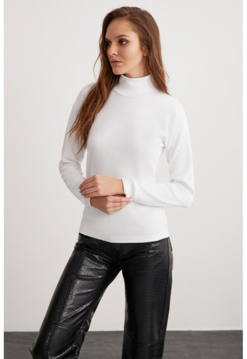 Bluza slim fit cu guler inalt-FEMEI/IMBRACAMINTE/Bluze-IMBRACAMINTE/Bluze