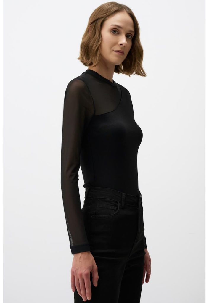 Bluza slim-fit cu insertie din plasa-FEMEI/IMBRACAMINTE/Bluze-IMBRACAMINTE/Bluze