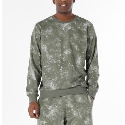 Bluza sport cu model tie-dye - Alb prafuit - Verde militar --BARBATI/IMBRACAMINTE/Hanorace-IMBRACAMINTE/Hanorace