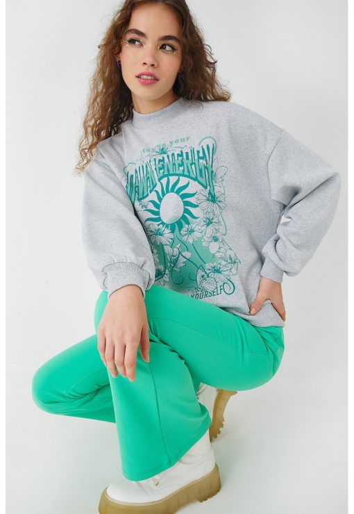 Bluza sport supradimensionata cu maneci cazute-FEMEI/IMBRACAMINTE/Hanorace-IMBRACAMINTE/Hanorace