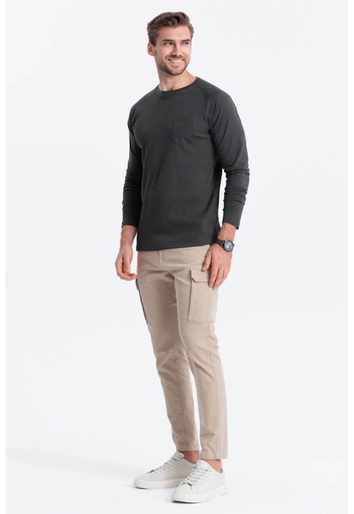 Bluza texturata cu buzunar pe piept-BARBATI/IMBRACAMINTE/Bluze-IMBRACAMINTE/Bluze