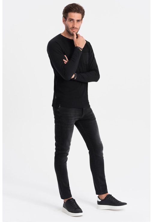 Bluza texturata cu buzunar pe piept-BARBATI/IMBRACAMINTE/Bluze-IMBRACAMINTE/Bluze