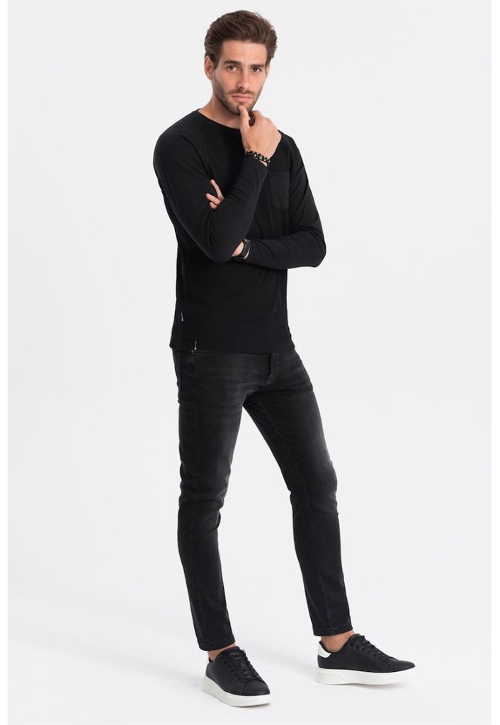 Bluza texturata cu buzunar pe piept-BARBATI/IMBRACAMINTE/Bluze-IMBRACAMINTE/Bluze