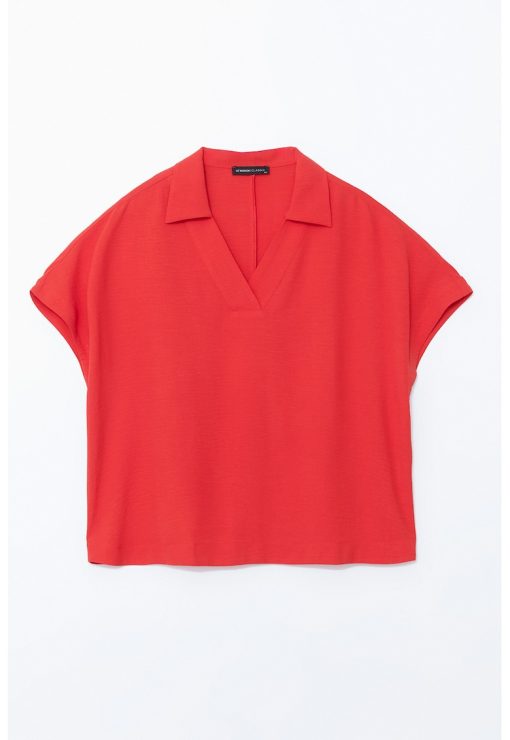 Bluza uni cu decolteu in V-FEMEI/IMBRACAMINTE/Bluze-IMBRACAMINTE/Bluze