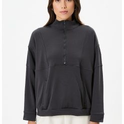 Bluza uni de pijama cu fenta cu fermoar-FEMEI/IMBRACAMINTE/Pijamale si halate de baie-IMBRACAMINTE/Pijamale si halate de baie