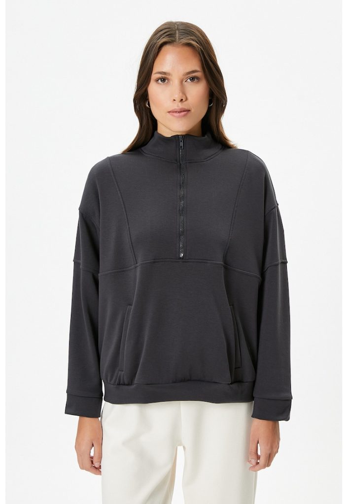 Bluza uni de pijama cu fenta cu fermoar-FEMEI/IMBRACAMINTE/Pijamale si halate de baie-IMBRACAMINTE/Pijamale si halate de baie