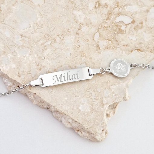 Bratara bebe - Placuta cu nume - Simbol ingeras si lantisor - Argint 925 Rodiat-Landing Page Categorii >> Bebe si Botez >> Bratari bebe Argint >> Promoții >> Noutati