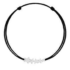 Bratara cu Stele din Argint 925 - snur negru reglabil-BARBATI/GENTI SI ACCESORII/Bijuterii-GENTI SI ACCESORII/Bijuterii