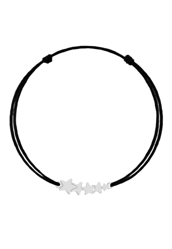 Bratara cu Stele din Argint 925 - snur negru reglabil-BARBATI/GENTI SI ACCESORII/Bijuterii-GENTI SI ACCESORII/Bijuterii