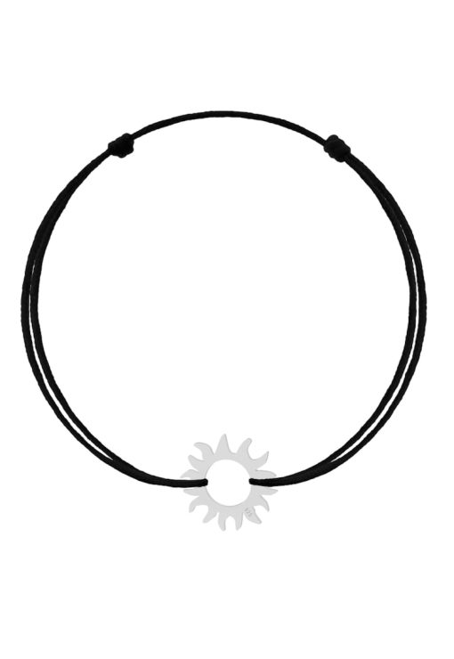 Bratara cu pandantiv Soare din Argint 925 - snur negru reglabil-BARBATI/GENTI SI ACCESORII/Bijuterii-GENTI SI ACCESORII/Bijuterii