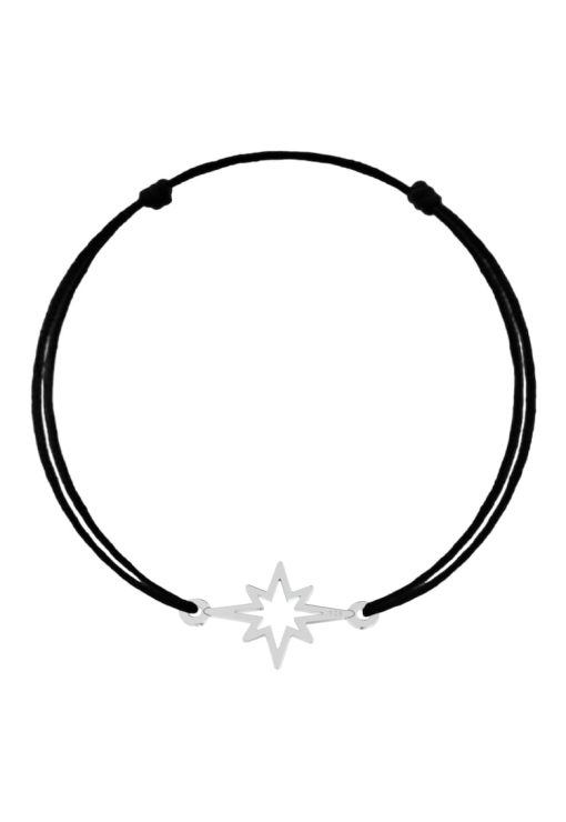 Bratara cu pandantiv Stea din Argint 925 - snur negru reglabil-FEMEI/GENTI SI ACCESORII/Bijuterii-GENTI SI ACCESORII/Bijuterii