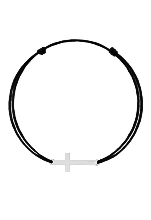 Bratara cu pandantiv cruce din Argint 925 - snur negru reglabil-BARBATI/GENTI SI ACCESORII/Bijuterii-GENTI SI ACCESORII/Bijuterii