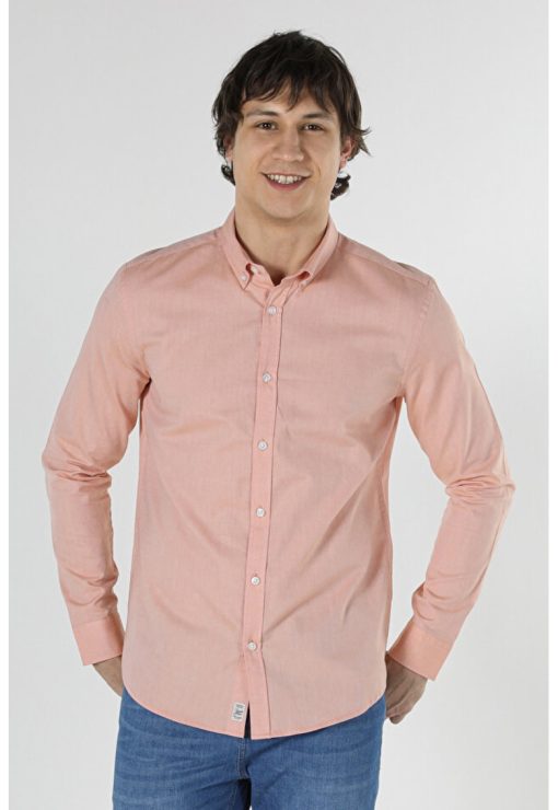 Camasa Cu Maneca Lunga De Barbati Somon Slim Fit-BARBATI/IMBRACAMINTE/Camasi-IMBRACAMINTE/Camasi
