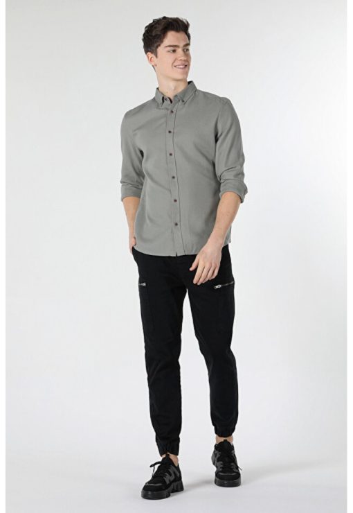 Camasa Cu Maneca Lunga De Barbati Verde Slim Fit8683197129512-BARBATI/IMBRACAMINTE/Camasi-IMBRACAMINTE/Camasi