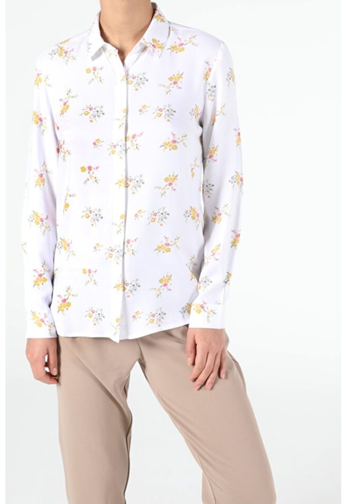 Camasa Cu Maneca Lunga De Dama Alb -Slim Fit-FEMEI/IMBRACAMINTE/Camasi-IMBRACAMINTE/Camasi