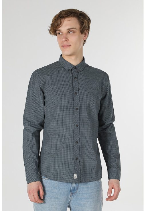 Camasa Oxford slim fit cu model in carouri-BARBATI/IMBRACAMINTE/Camasi-IMBRACAMINTE/Camasi