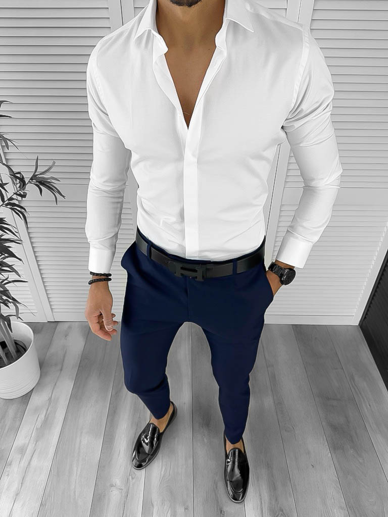 Camasa barbati  alba  slim fit 12989-Camasi barbati