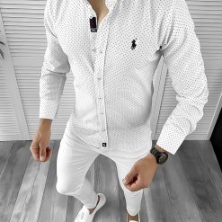 Camasa barbati slim fit alba cu imprimeu 11627 O4-3.3-Camasi barbati