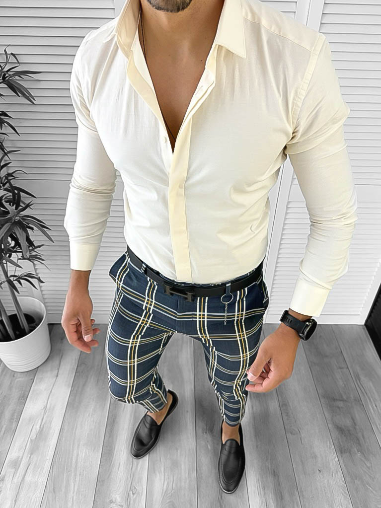 Camasa barbati slim fit crem 12658 14-3-Camasi barbati
