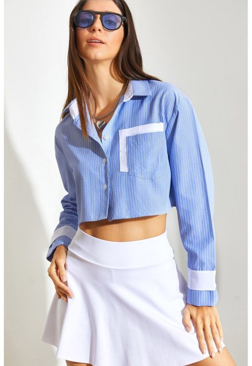 Camasa crop cu maneci lungi-FEMEI/IMBRACAMINTE/Camasi-IMBRACAMINTE/Camasi
