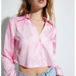 Camasa crop cu model floral-FEMEI/IMBRACAMINTE/Camasi-IMBRACAMINTE/Camasi