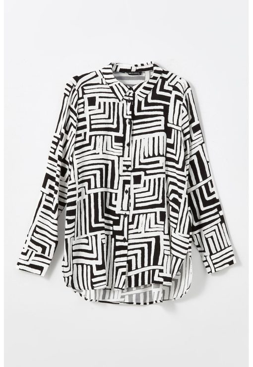 Camasa cu maneci lungi si model geometric-FEMEI/IMBRACAMINTE/Camasi-IMBRACAMINTE/Camasi