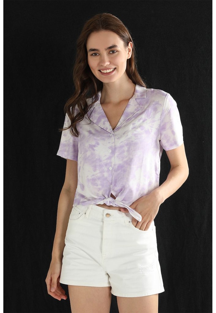 Camasa cu maneci scurte si model tie-dye-FEMEI/IMBRACAMINTE/Camasi-IMBRACAMINTE/Camasi