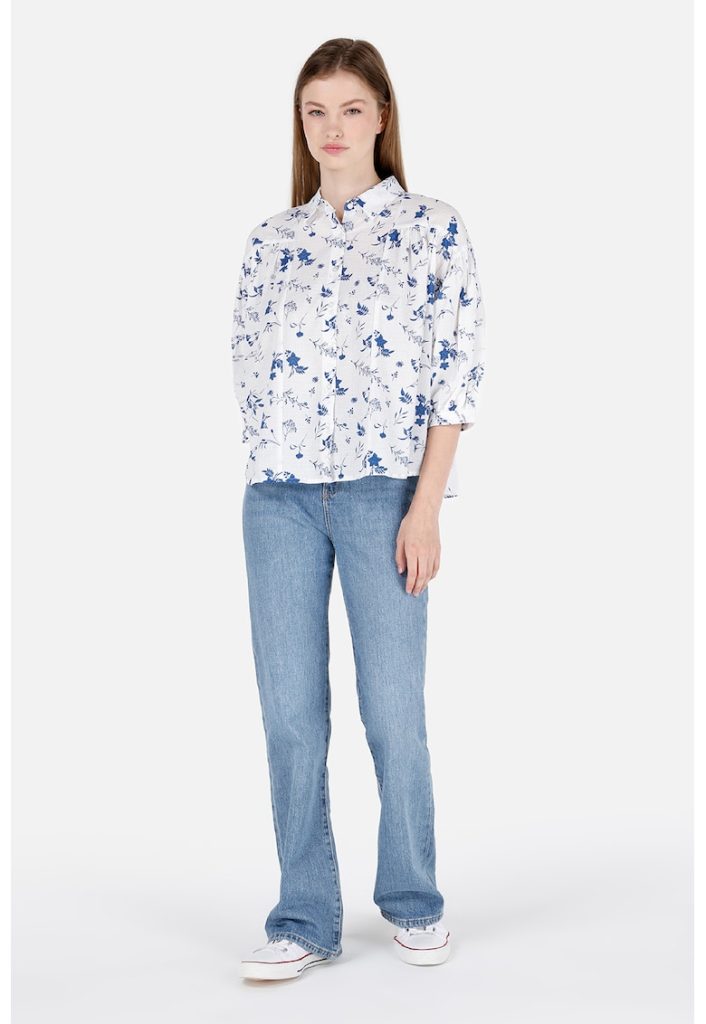 Camasa cu model floral si maneci 3/4-FEMEI/IMBRACAMINTE/Camasi-IMBRACAMINTE/Camasi