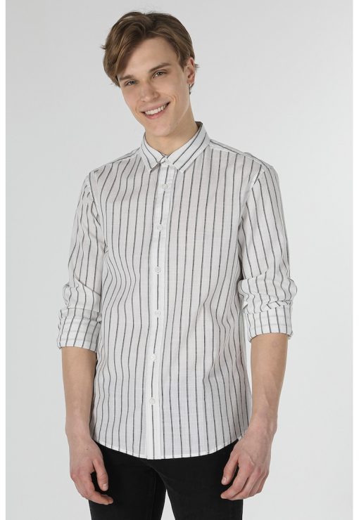 Camasa slim fit in dungi-BARBATI/IMBRACAMINTE/Camasi-IMBRACAMINTE/Camasi