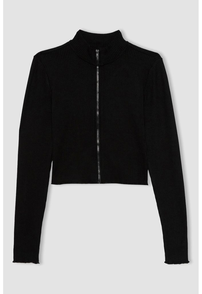 Cardigan crop cu fermoar-FEMEI/IMBRACAMINTE/Pulovere si cardigane-IMBRACAMINTE/Pulovere si cardigane