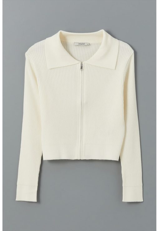 Cardigan striat cu fermoar-FEMEI/IMBRACAMINTE/Bluze-IMBRACAMINTE/Bluze