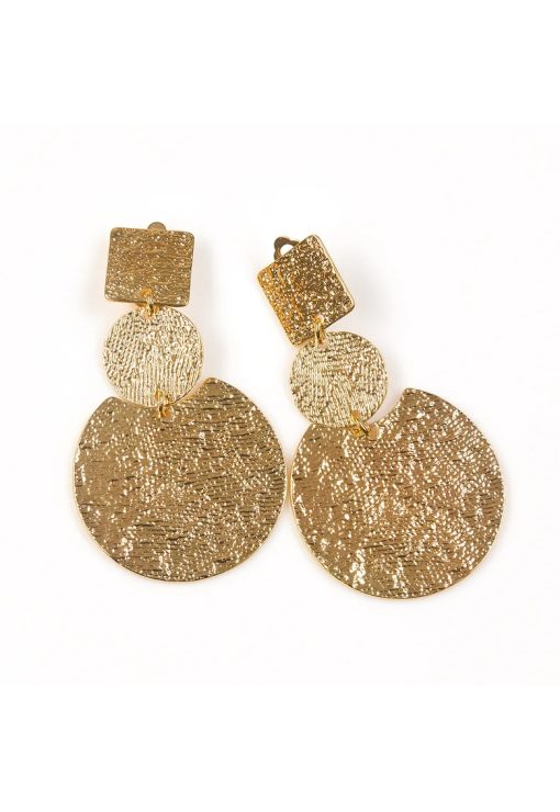 Cercei aurii cu clips model texturat -  Paris-FEMEI/GENTI SI ACCESORII/Bijuterii-GENTI SI ACCESORII/Bijuterii
