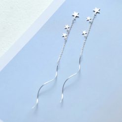 Cercei lungi argint 925 JW1073 model cu stelute placati cu rodiu 5