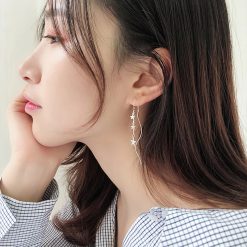 Cercei lungi argint 925 JW1073 model cu stelute placati cu rodiu 6