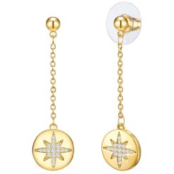 Cercei placati cu aur de 14K - cu zirconia-FEMEI/GENTI SI ACCESORII/Bijuterii-GENTI SI ACCESORII/Bijuterii
