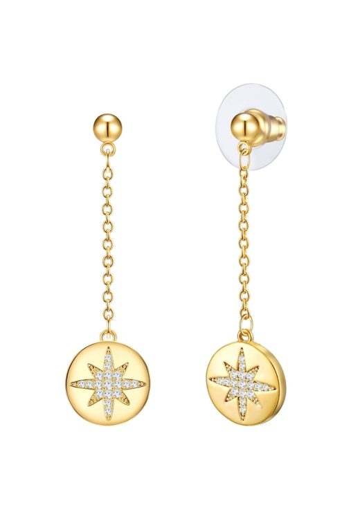 Cercei placati cu aur de 14K - cu zirconia-FEMEI/GENTI SI ACCESORII/Bijuterii-GENTI SI ACCESORII/Bijuterii