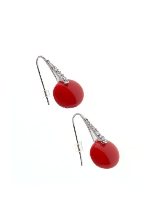 Cercei rosii cu elemente argintii -  Paris-FEMEI/GENTI SI ACCESORII/Bijuterii-GENTI SI ACCESORII/Bijuterii