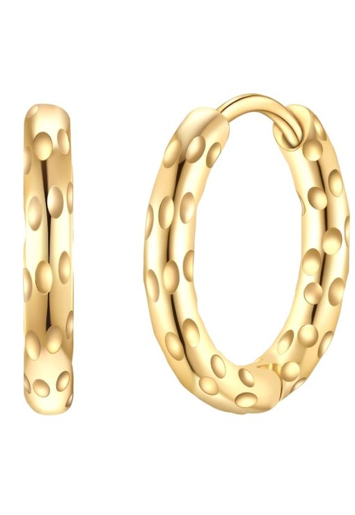 Cercei rotunzi din otel inoxidabil placati cu aur de 14K-FEMEI/GENTI SI ACCESORII/Bijuterii-GENTI SI ACCESORII/Bijuterii
