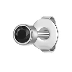 Cercel cu tija din otel inoxidabil decorat cu zirconia-BARBATI/GENTI SI ACCESORII/Bijuterii-GENTI SI ACCESORII/Bijuterii