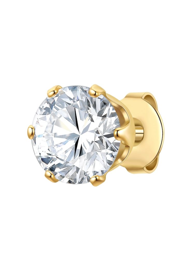 Cercel placat cu aur de 14K si decorat cu zirconia-BARBATI/GENTI SI ACCESORII/Bijuterii-GENTI SI ACCESORII/Bijuterii
