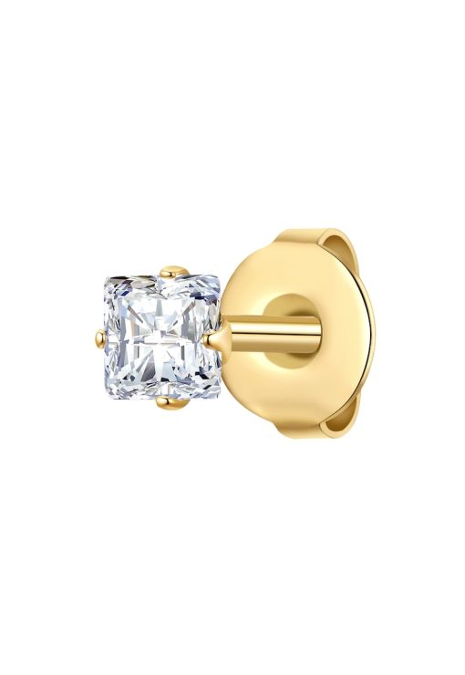 Cercel placat cu aur de 14K si decorat cu zirconia-BARBATI/GENTI SI ACCESORII/Bijuterii-GENTI SI ACCESORII/Bijuterii