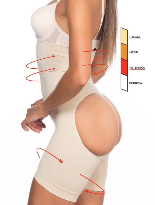 Chiloti boxeri modelatori cu talie inalta si chilot decupat Shapewear 2033-FEMEI