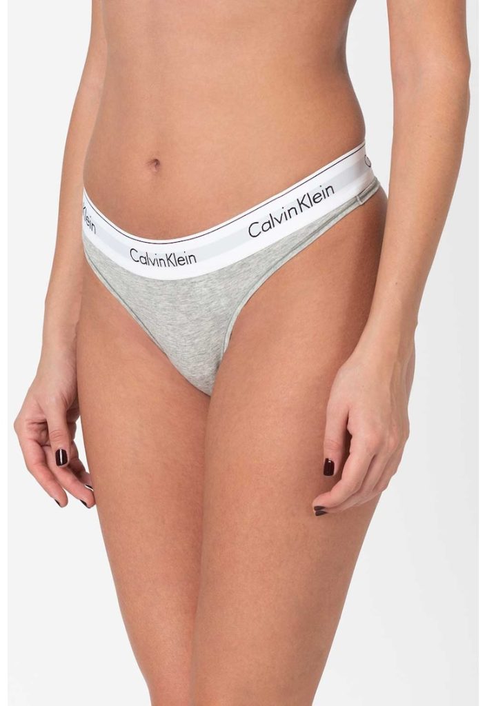 Chiloti tanga din amestec de modal cu banda logo in talie-FEMEI/IMBRACAMINTE/Lenjerie intima-IMBRACAMINTE/Lenjerie intima