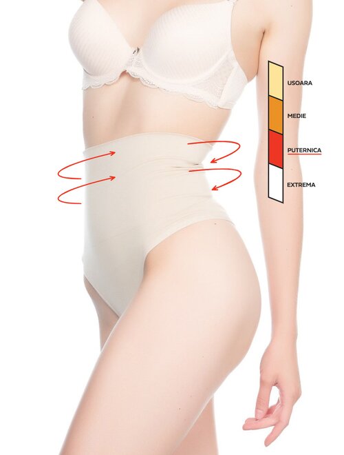 Chiloti tanga modelatori cu talie dublu intarita si silicon Shapewear 2020-FEMEI