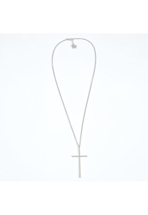 Colier argintiu cu cruce -  Paris-FEMEI/GENTI SI ACCESORII/Bijuterii-GENTI SI ACCESORII/Bijuterii