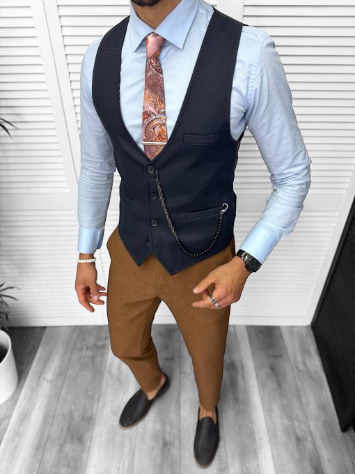 Compleu barbati  Vesta + Pantaloni  Lant si cravata cadou 13209-Costume barbati > Compleuri barbati