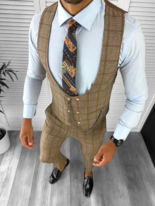 Compleu barbati maro Vesta + Pantaloni B1452 29-1-Costume barbati > Compleuri barbati