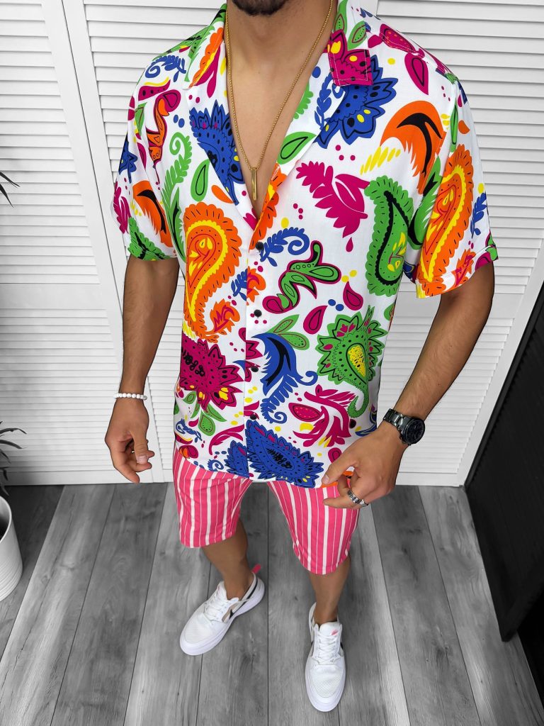 Compleu de vara camasa imprimeu  + pantaloni 13223-Recent adaugate