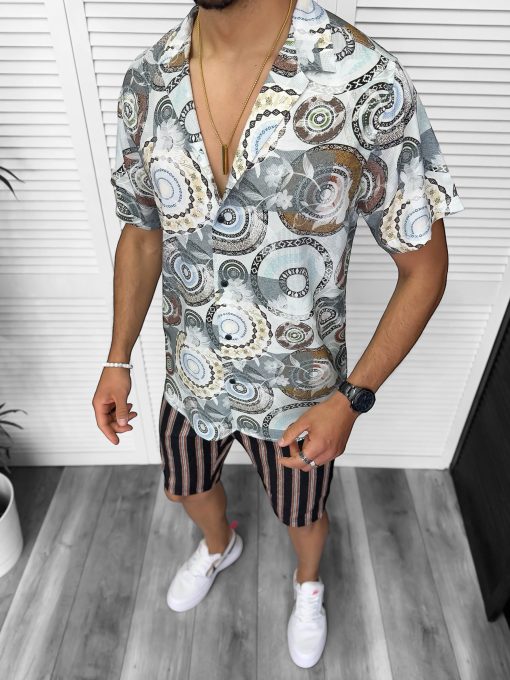 Compleu de vara camasa imprimeu  + pantaloni 13225-Recent adaugate